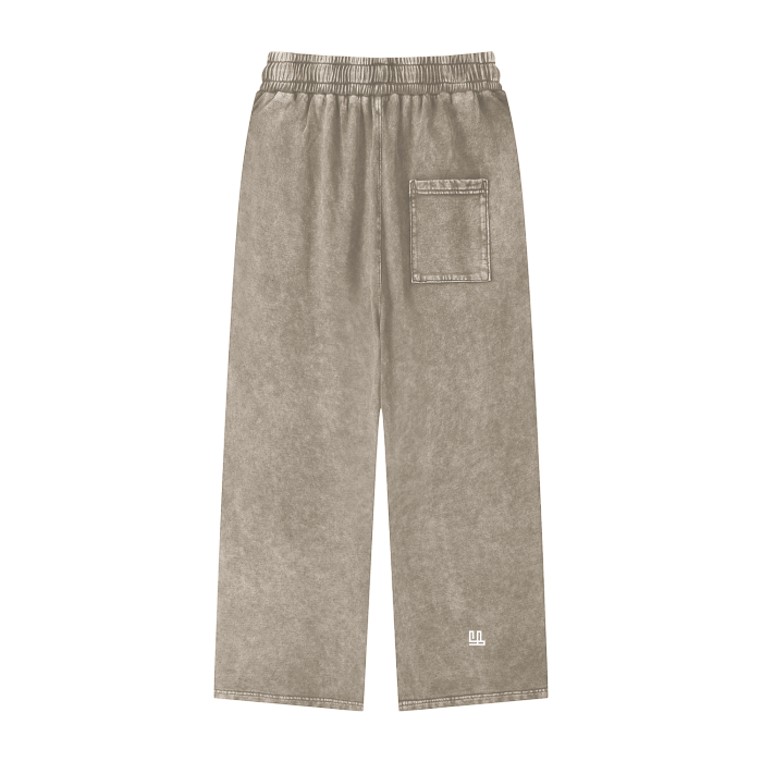 Fearless Li Acid Wash Straight Leg Pants, unisex thick cotton, casual streetwear.