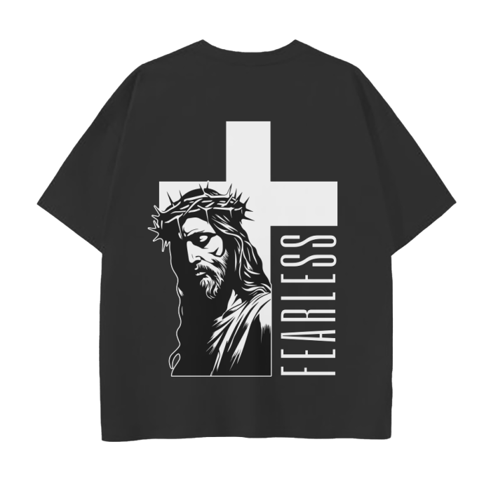 FearLessLI Drop Shoulder T-shirt with bold graphic design for unisex.