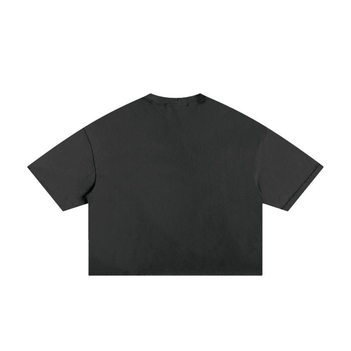 Fearless apparel Li boxy T-Shirt in black, rear view.