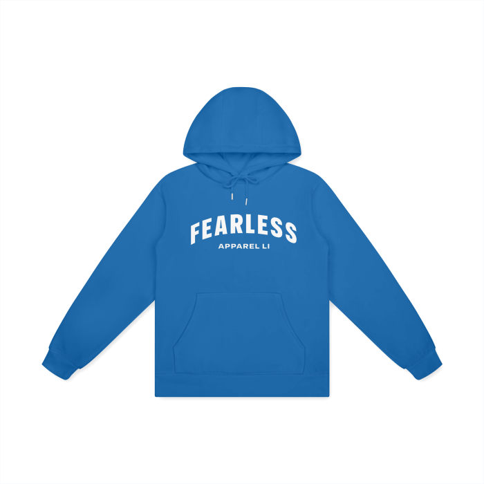 FearLessLi Unisex streetwear Hoodie in blue with bold logo design.