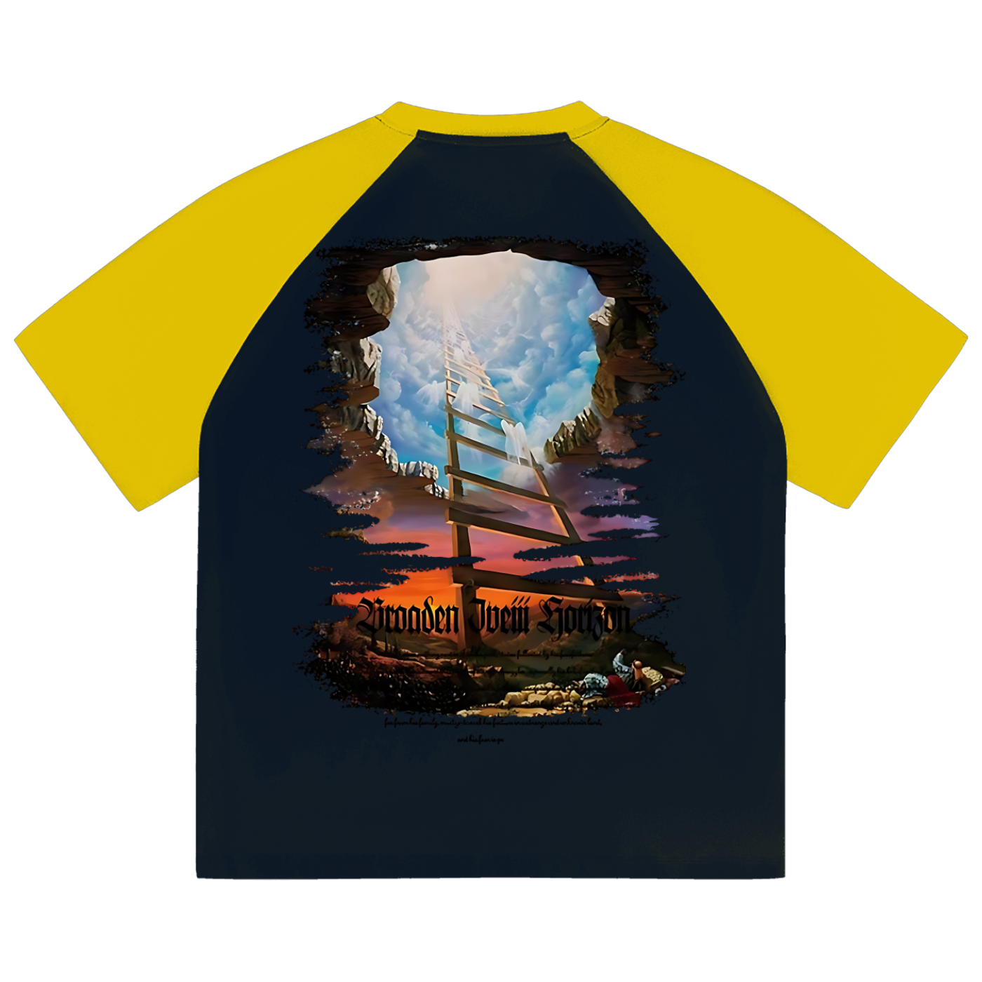 Fearless Apparel Line color-blocked raglan sleeve t-shirt with back graphic design.