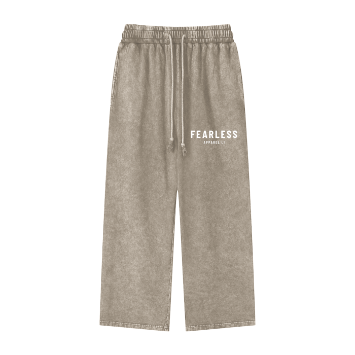 Fearless Li Acid Wash Straight Leg Pants, unisex, thick cotton fabric, casual style.