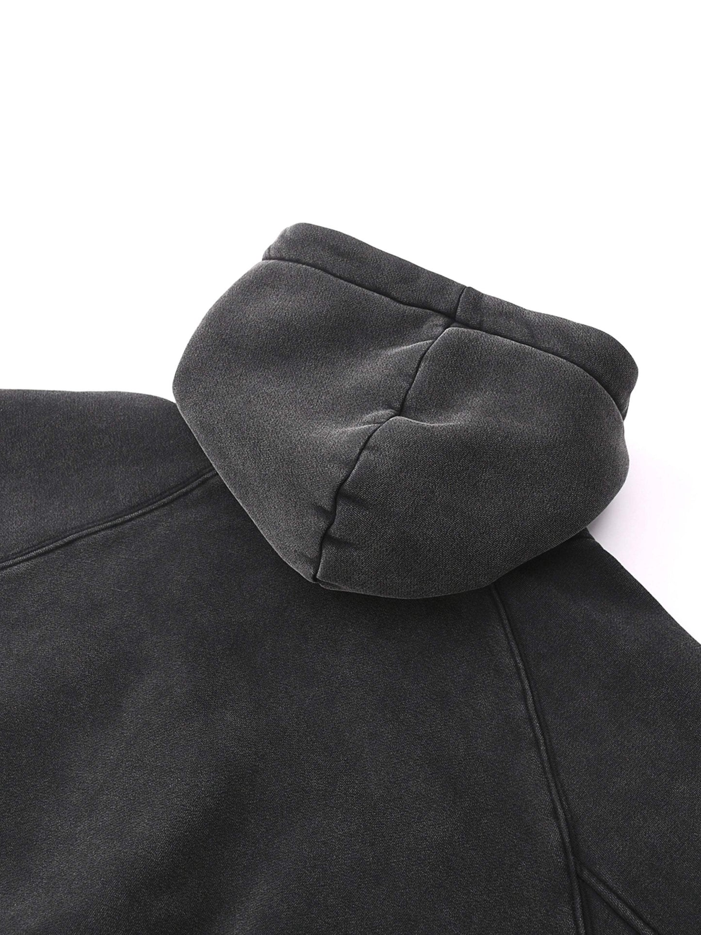 Cropped black hoodie with drawstring hood and drop shoulders from FearlessLi.