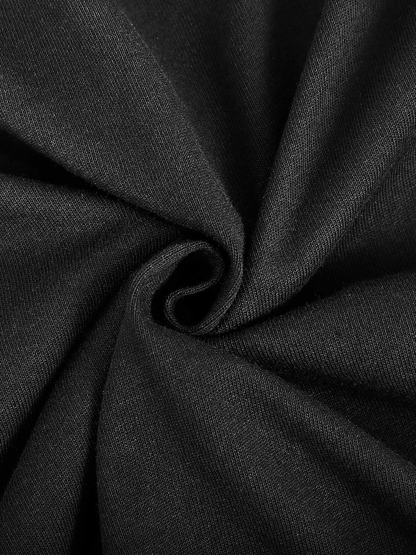 Close-up texture of black cotton fabric for Contrast Piped Panel T-Shirt.