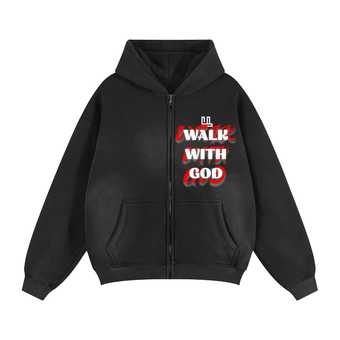 Fearless Apparel Line Walk with God Zip-Through Boxy Hoodie