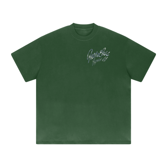 Unisex heavyweight drop shoulder t-shirt by Fearless Apparel Li in solid green.