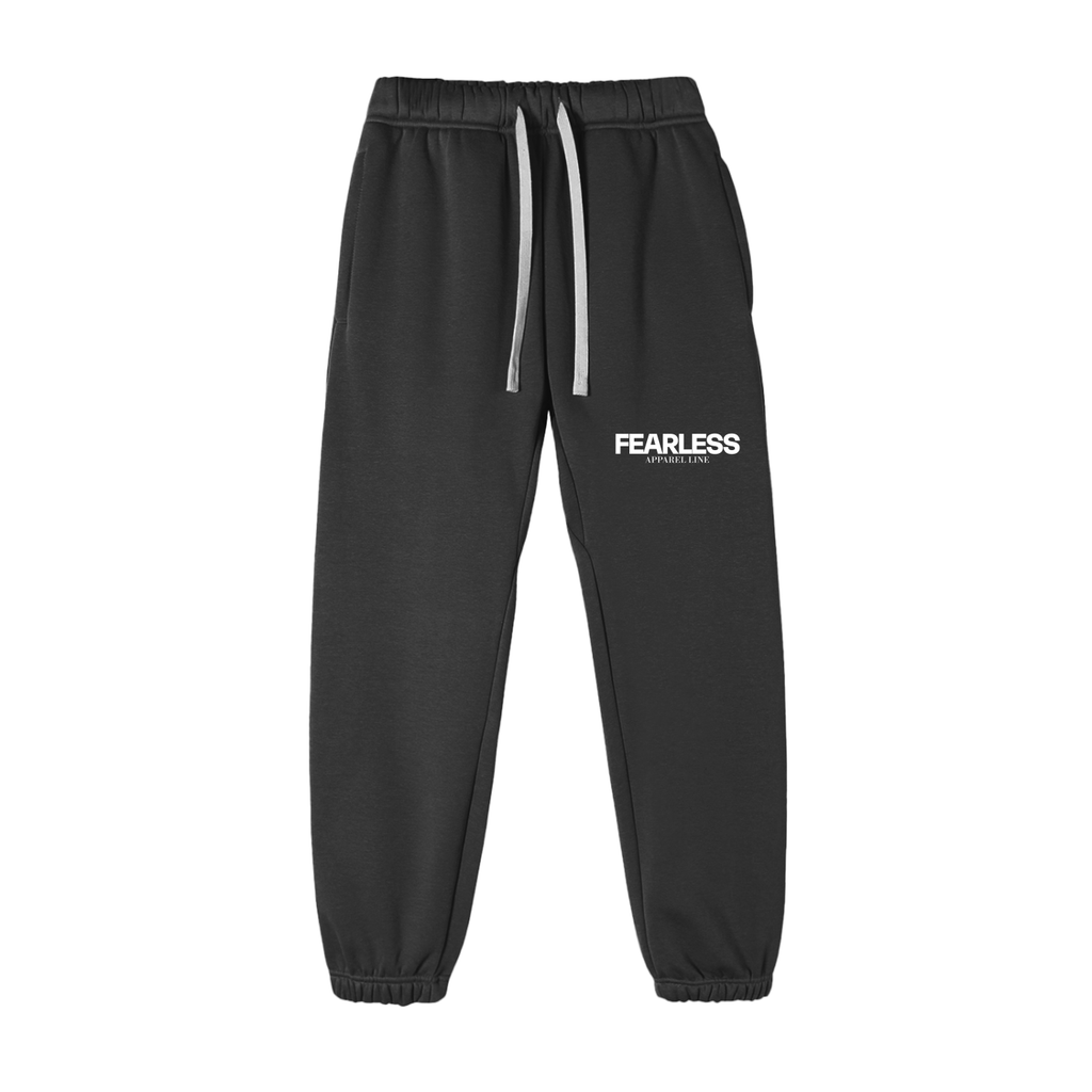 Fearless Apparel Line Street Drawstring Sweatpants in black, featuring comfortable blend of cotton and polyester, suitable for casual and office wear.