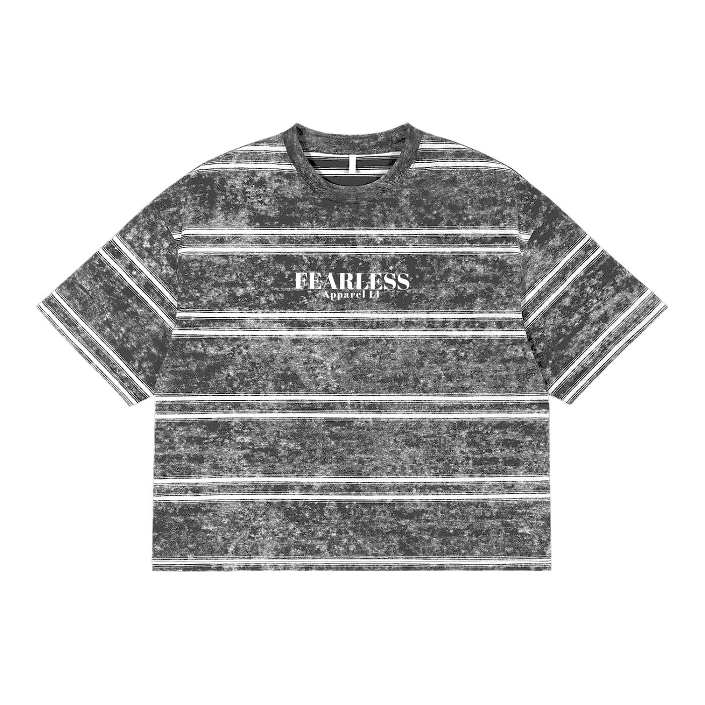 Fearless Apparel Line Snow Washed Striped T-shirt, black and white, unisex design