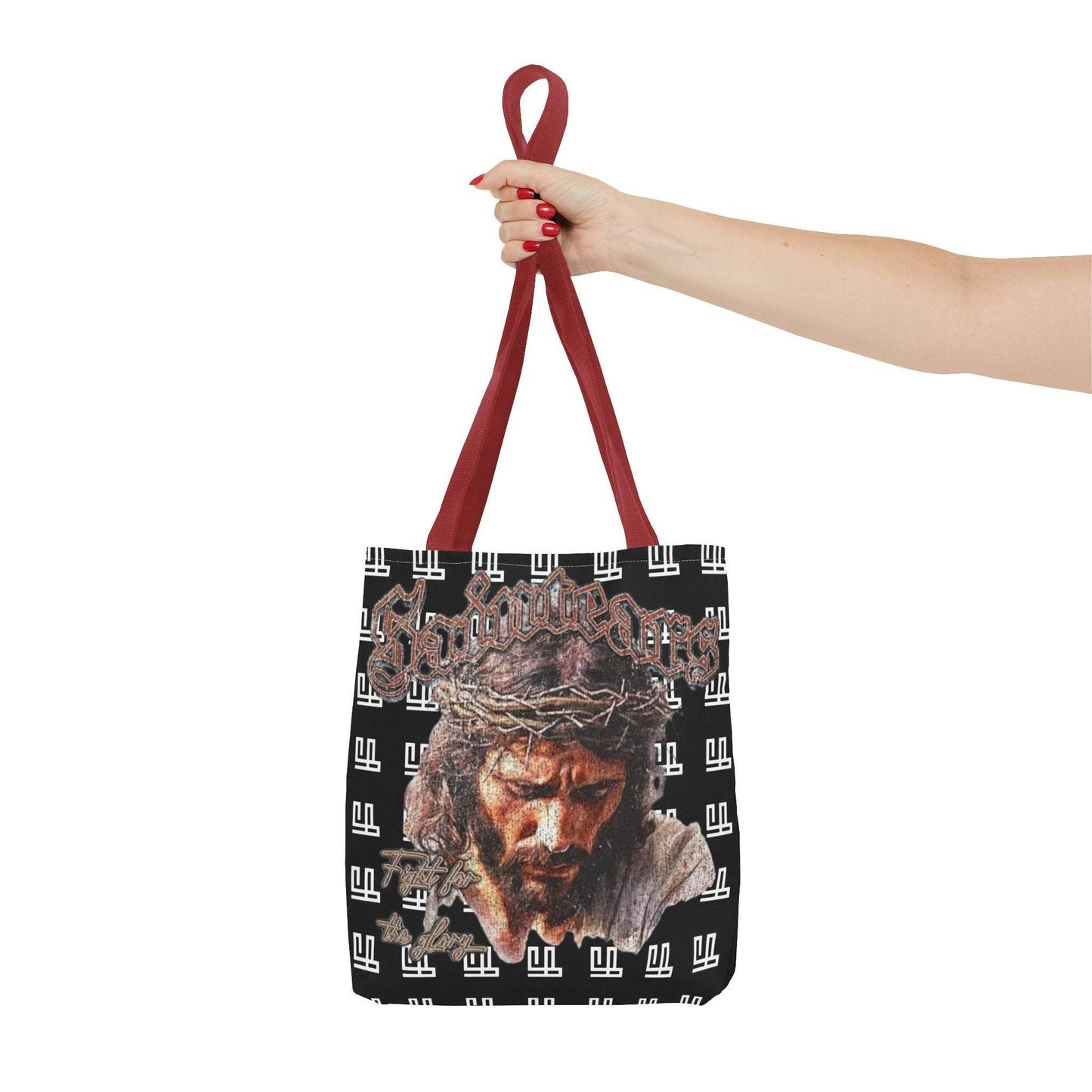 FearLessLi Tote Bag with red handles, featuring an empowering design.