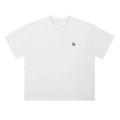 Unisex white drop shoulder T-shirt, loose fit, "Only Jesus Can Save" design, 100% cotton.