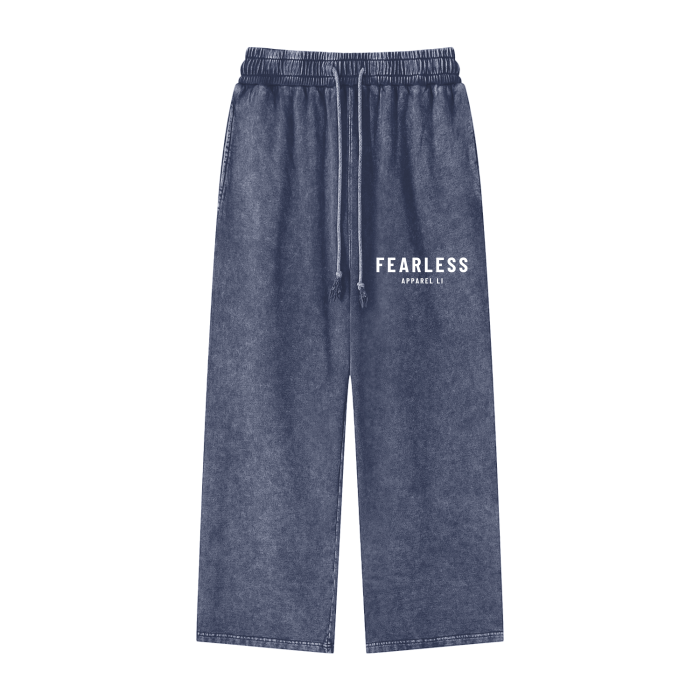 Fearless Li Acid Wash Straight Leg Pants, Unisex Cotton, Casual Wear