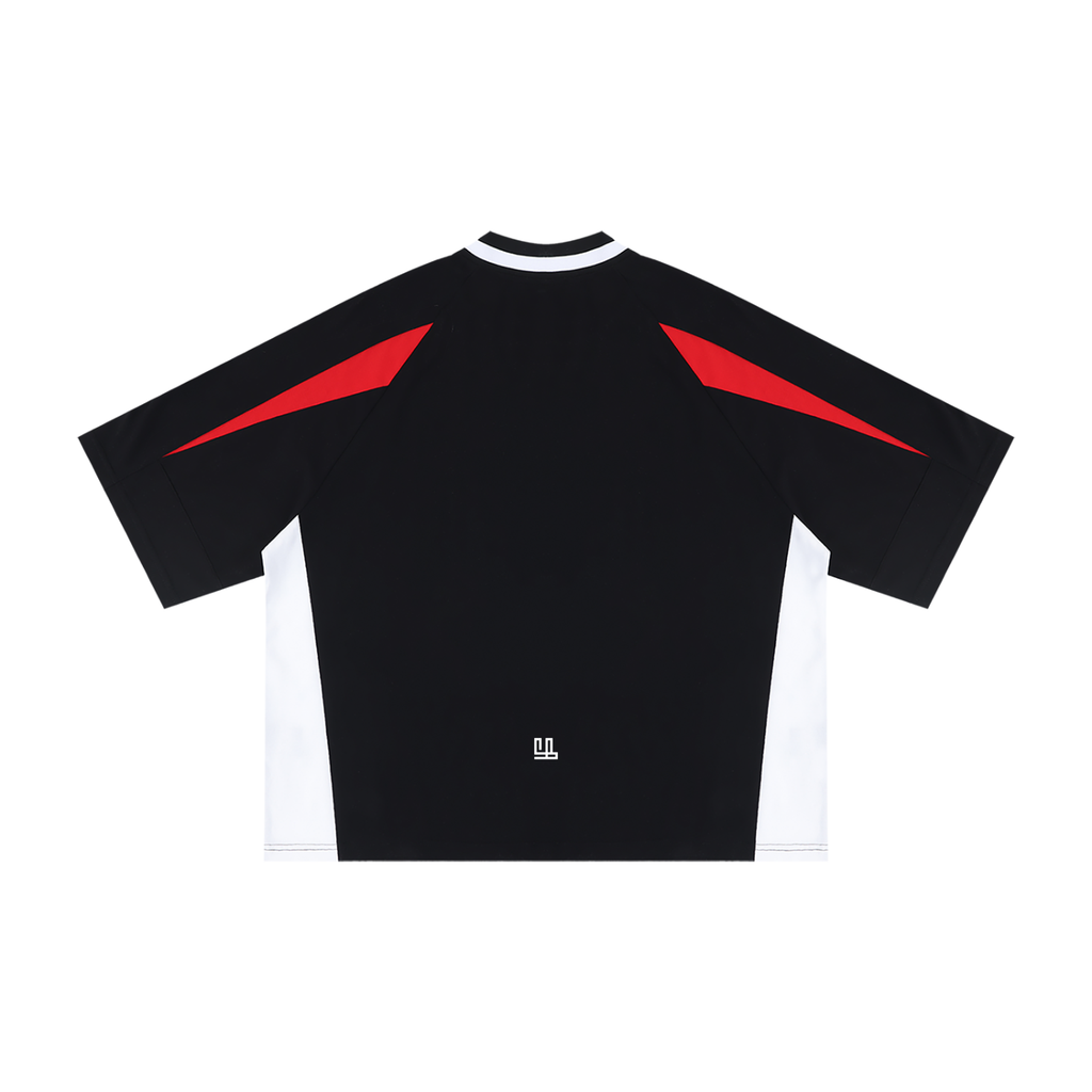 Unisex oversized color block V-neck t-shirt with raglan sleeves and streetwear style