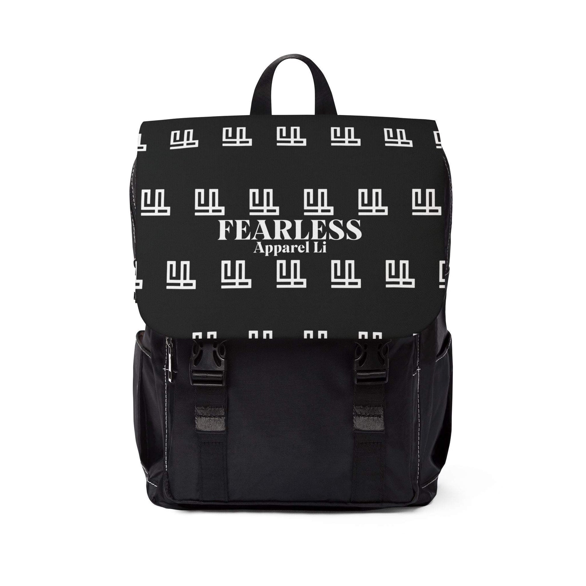 FearlessLi Casual Backpack in black Oxford fabric with multiple compartments and padded straps.