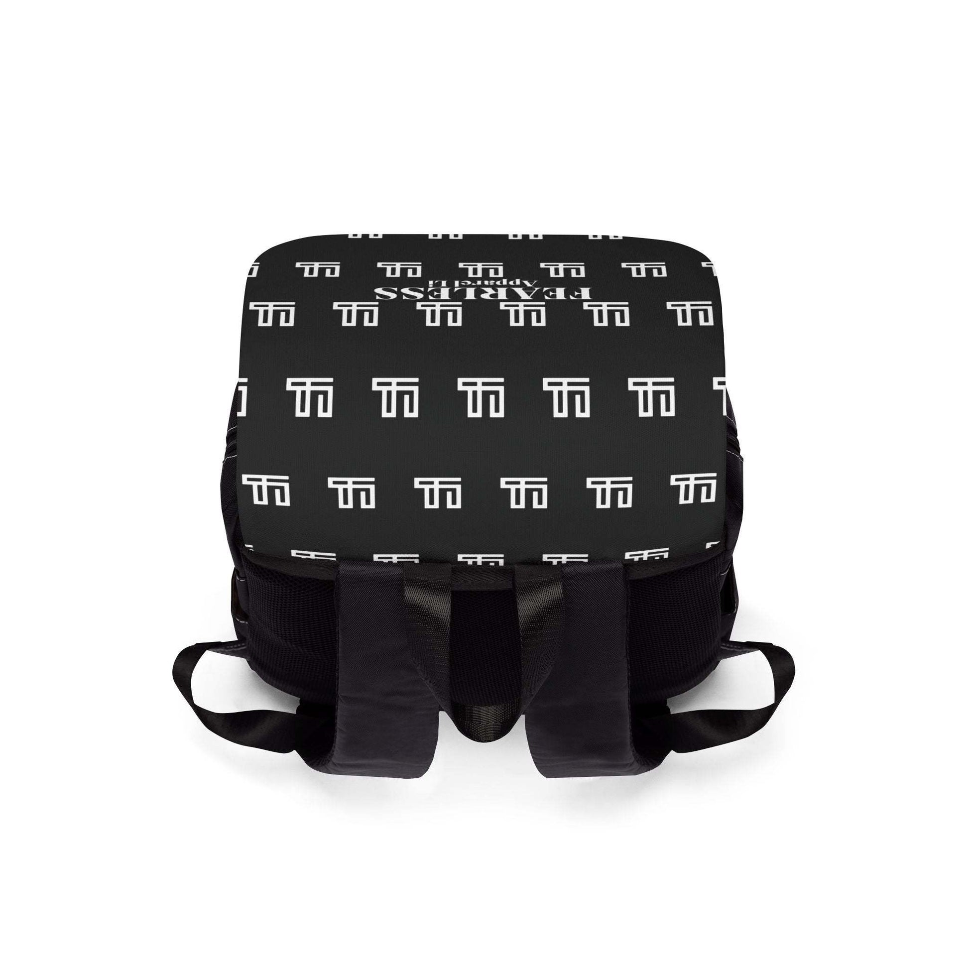 FearlessLi Casual Backpack, black with pattern, adjustable straps, Oxford fabric, unisex.
