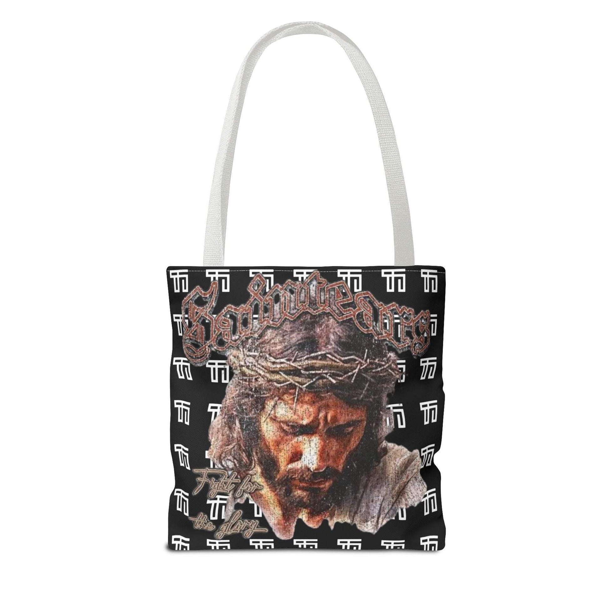 FearLessLi Tote Bag with empowering design, durable polyester material, and customizable color handles.