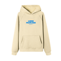 Unisex apricot hoodie with "Lions Fearless Apparel Line" print, raglan sleeves, and front pocket.