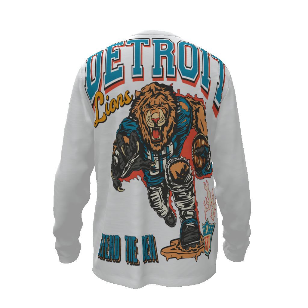 Fearless Detroit Lions Sweatshirt with bold lion graphic and Detroit Lions lettering, unisex stylish apparel.