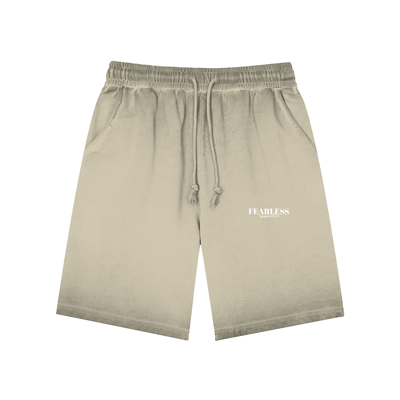 Fearless Apparel Line Reverse Dyed Sweat shorts, vintage washed cotton, unisex, loose fit, mid waist, casual wear.