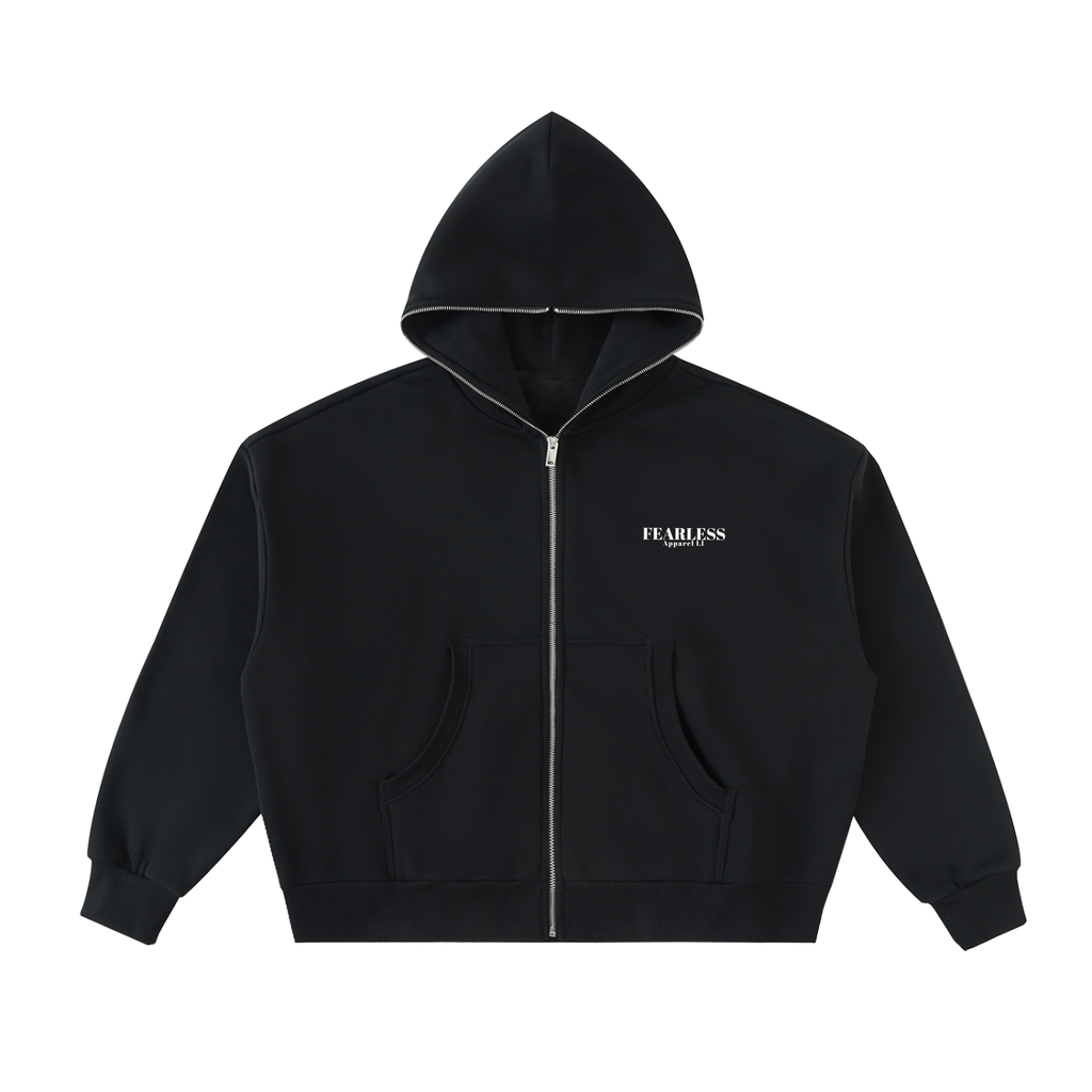 Boxy Hoodie,Fearless Apparel,Full Zip Hoodie,Fleeced Hoodie,Oversized Hoodie,Streetwear Hoodie,Unisex Hoodie