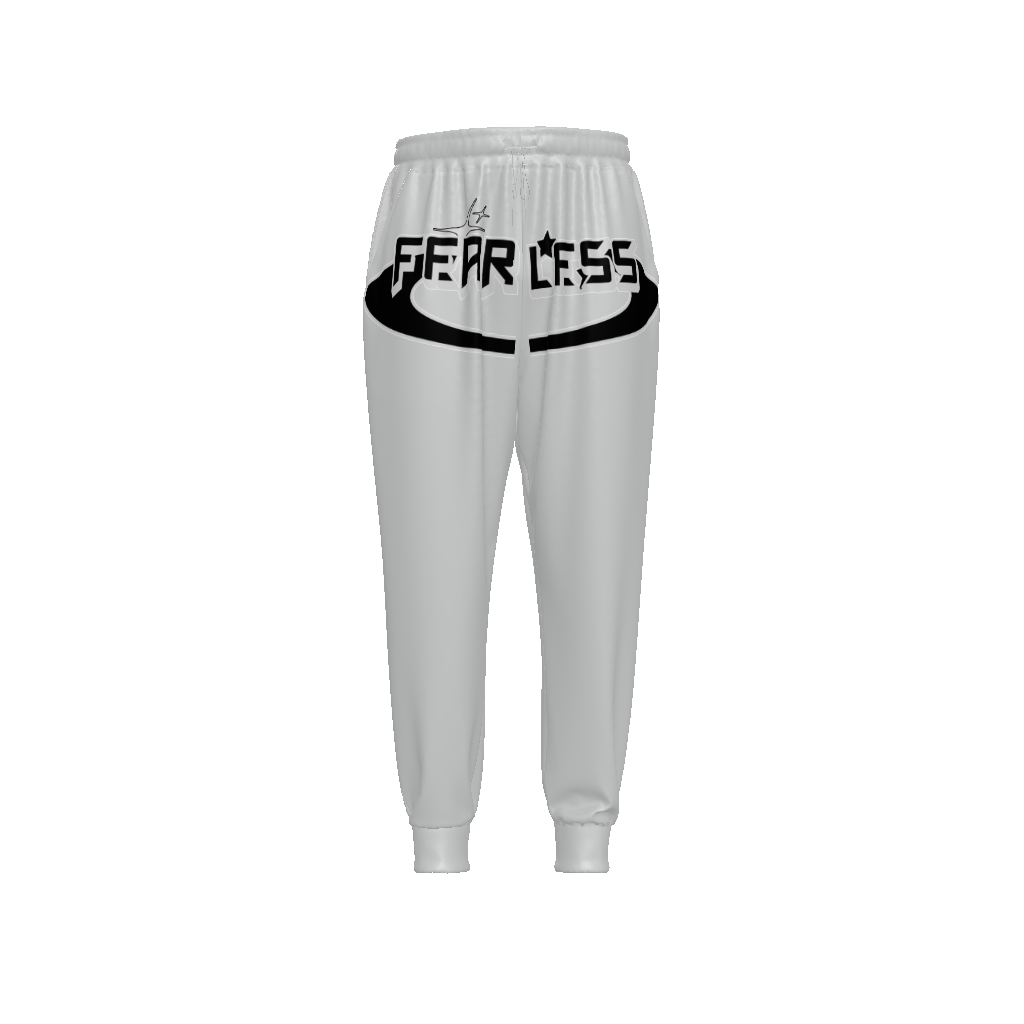 FearLessLI Unisex Drawstring Waist Joggers in gray with logo design.
