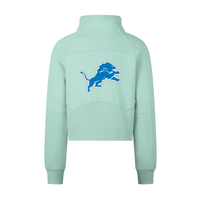 Detroit Lions FearlessLI Cropped Half-Zip Hoodie with team logo on back