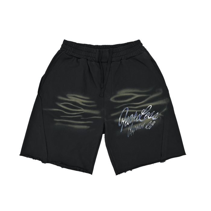 FearLessLi Black Heavyweight vintage shorts with elegant design and durable fabric.