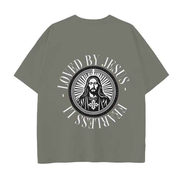 Fearlessli Loved By Jesus T-Shirt with bold design and comfortable fit.