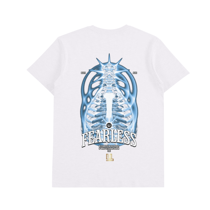 FearLessLi bones Unisex Drop Shoulder Seamless T-Shirt with unique print and comfortable fit.