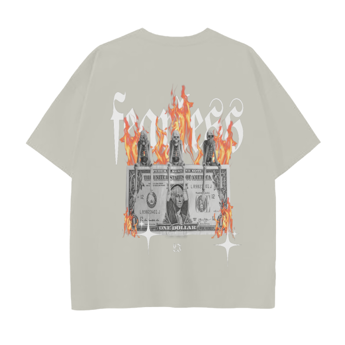 FearLessLi Hustle Drop Down T-Shirt with unique flame design and durable material.