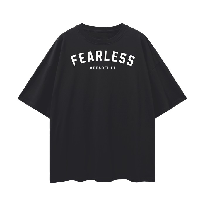 FearLessLi Streetwear Oversized T-Shirt with unique design, black color.