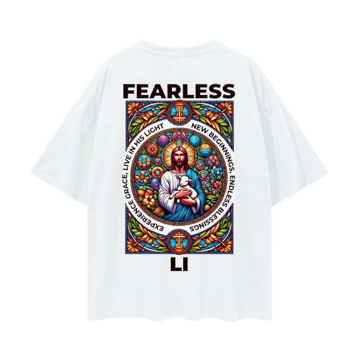FearLessLI T-shirt with fearless defender design showcasing vibrant artwork conveying freedom.