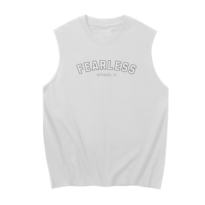 FearLessLI Angel Sleeveless Tank Top in white with logo print.
