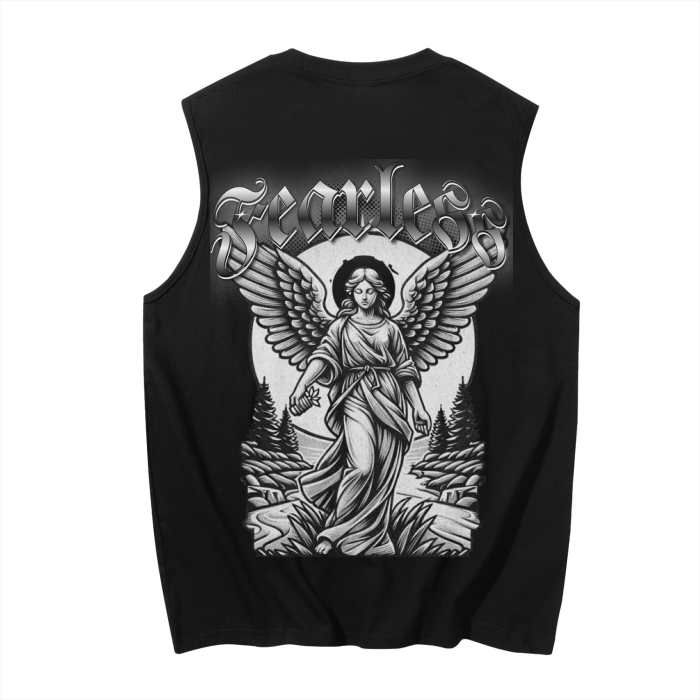 FearLessLI Angel Sleeveless Tank Top with angel graphic design.