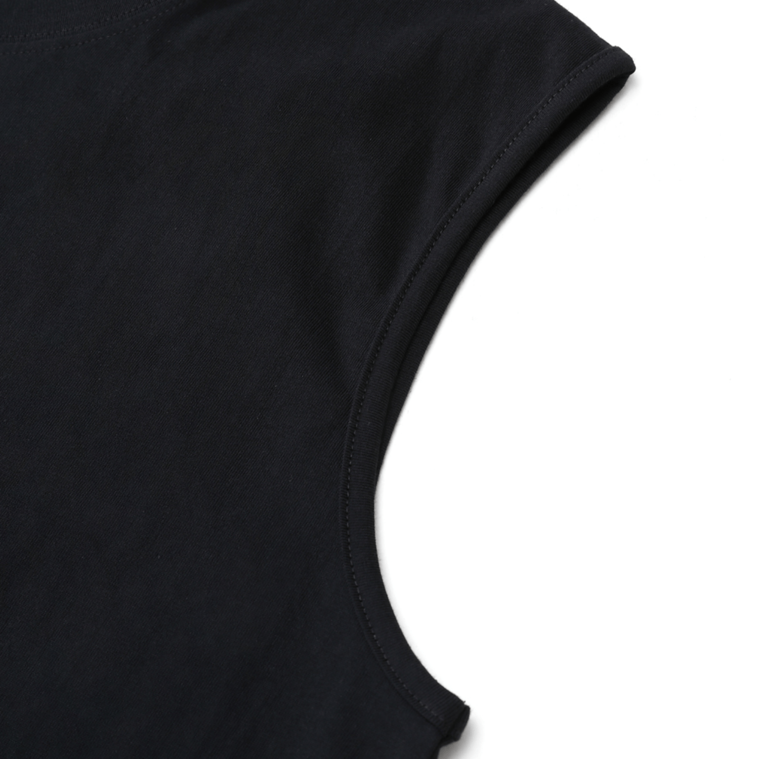 FearLessLI Angel Sleeveless Tank Top, black, close-up of armhole and fabric detail.