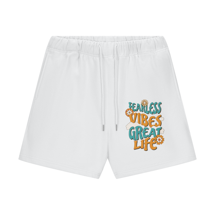 FearLessLi Fleece Shorts with comfort fit and motivational print.