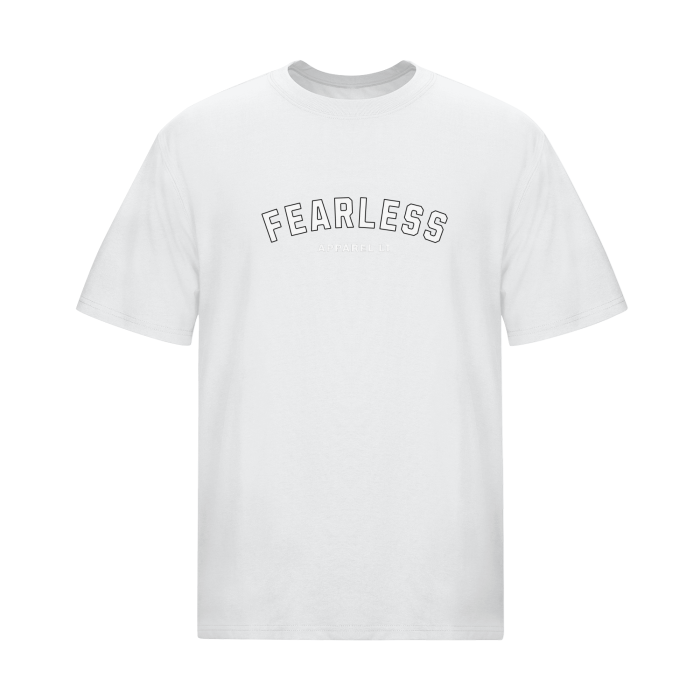 FearLessLi Streetwear Unisex T-shirt featuring bold lettering on a white fabric.