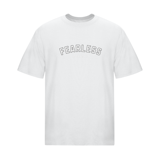 FearLessLi Streetwear Unisex T-shirt featuring bold lettering on a white fabric.