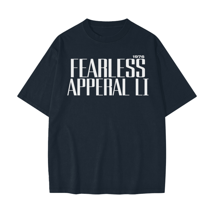 Unisex heavyweight vintage drop shoulder top with "FearLess Apparel LI" text design.