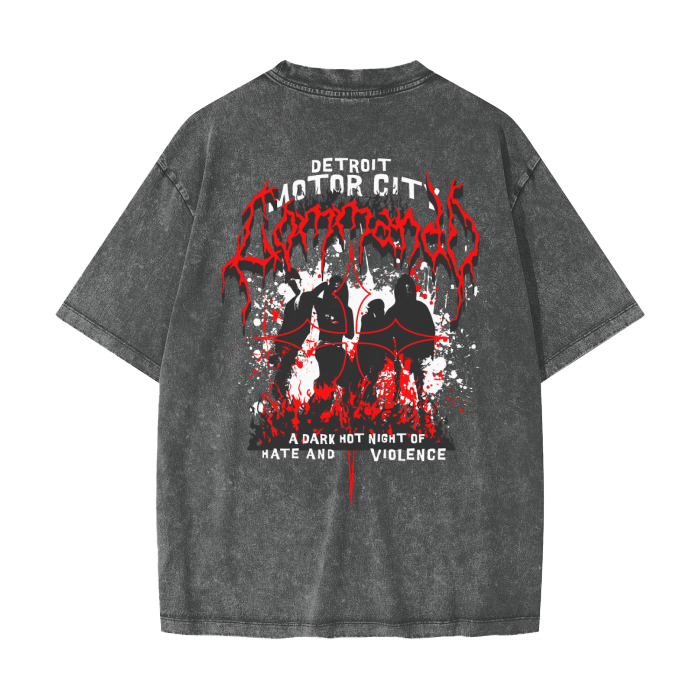 FearLess Motor City T-Shirt with an acid wash finish and edgy design.