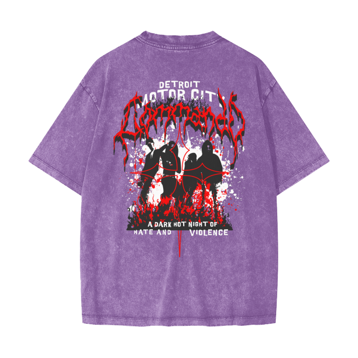 FearLess Motor City T-Shirt with acid wash finish and edgy graphic design.