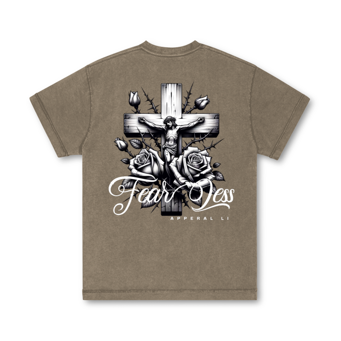 FearLessli Apparel unisex stone wash t-shirt with unique top stitching design.