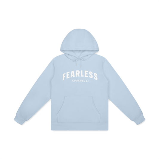FearLessLi Unisex streetwear Hoodie in light blue with white text design.