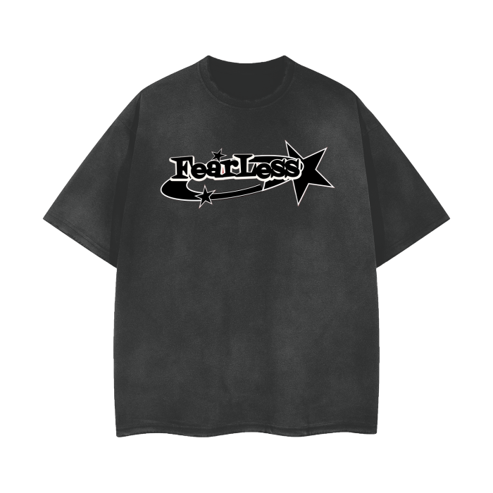 FearLessLi @Casino Vintage Wash Frayed T-Shirt with unique vintage look and frayed details.