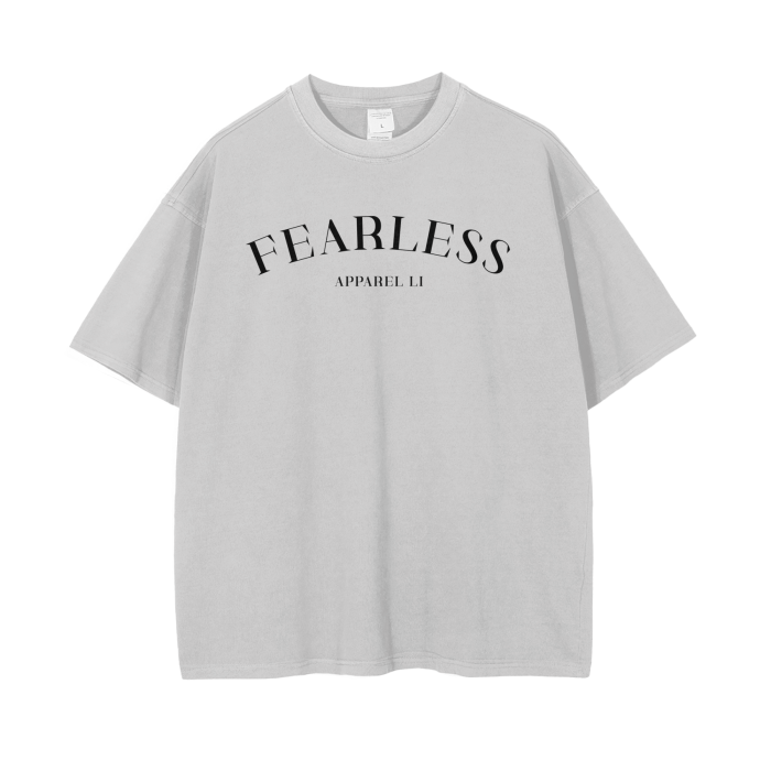FearLessLI Mother Mary Vintage Wash Drop Shoulder T-Shirt with stylish design.