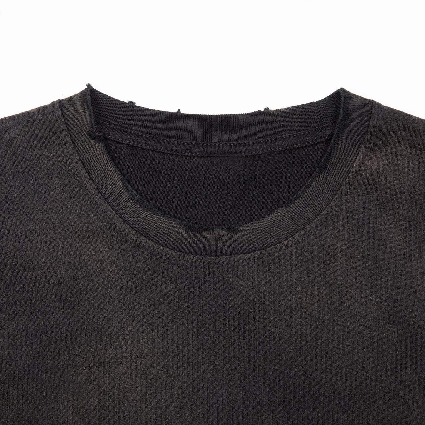 FearLessLi @Casino Vintage Wash Frayed T-Shirt with unique vintage wash and frayed details.