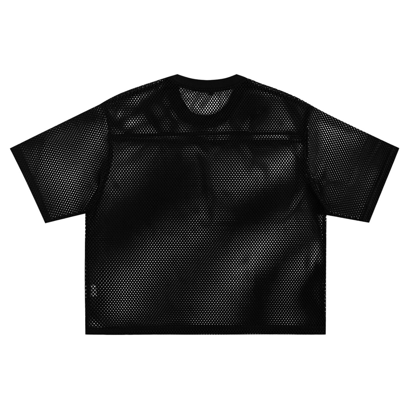 Unisex Fearless Apparel Line taped mesh boxy t-shirt, black, short sleeves, streetwear style.