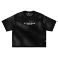 Fearless Apparel Line unisex black mesh boxy T-shirt for streetwear.