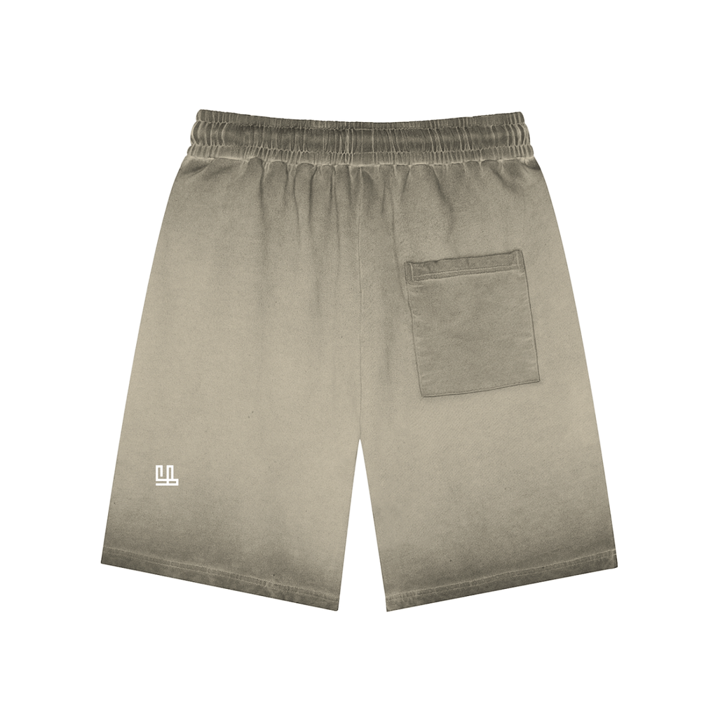 Fearless Apparel Line Reverse Dyed Sweat shorts in vintage-wash cotton with pocket detail, unisex design.