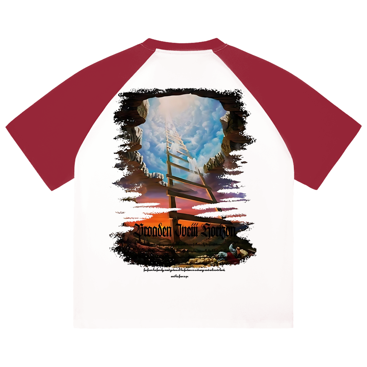 Fearless Apparel Line Color-Blocked Raglan Sleeve T-shirt, unisex style, red and white, casual wear.