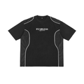 Contrast Piped Panel T-Shirt with round neck and loose fit, featuring patchwork design, suitable for casual and sporty occasions.